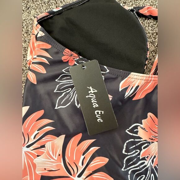 Aqua Eve One Piece Swimsuit. Black Orange White (148) - Picture 3 of 4